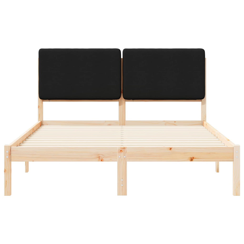 Bettgestell mit gepolstertem Kopfteil Schwarz 140 x 190 cm