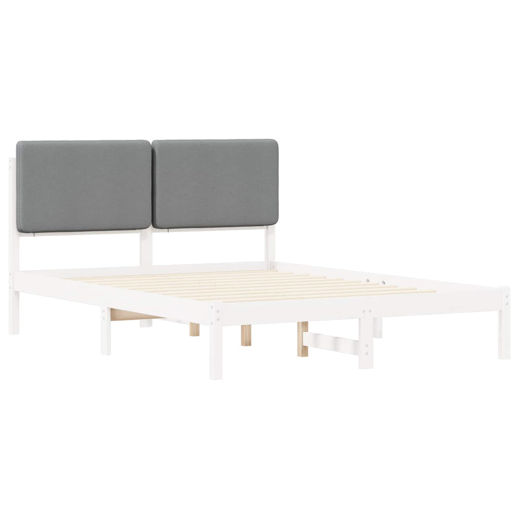 Bettgestell mit gepolstertem Kopfteil Hellgrau 140 x 190 cm