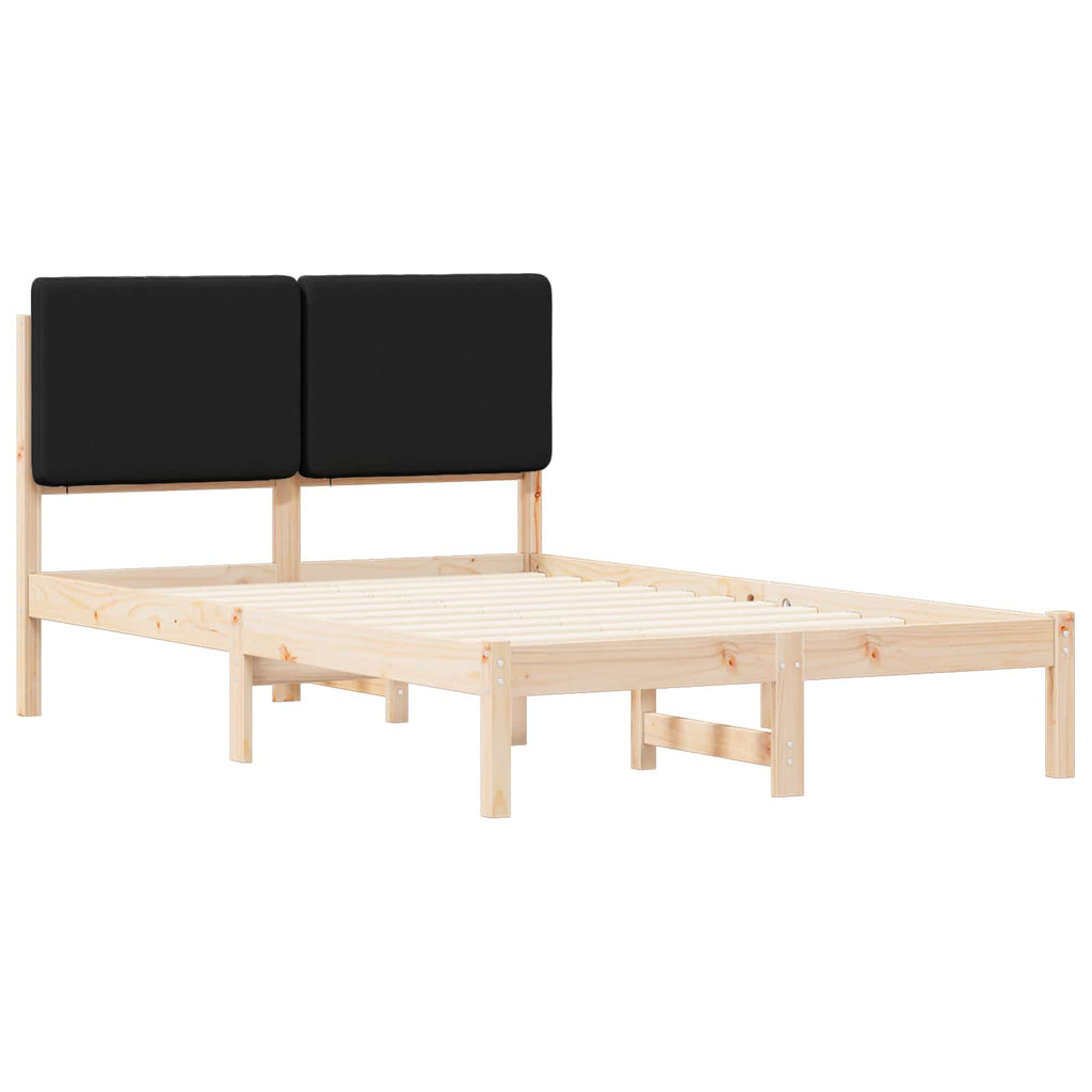 Bettgestell mit gepolstertem Kopfteil Schwarz 135 x 190 cm