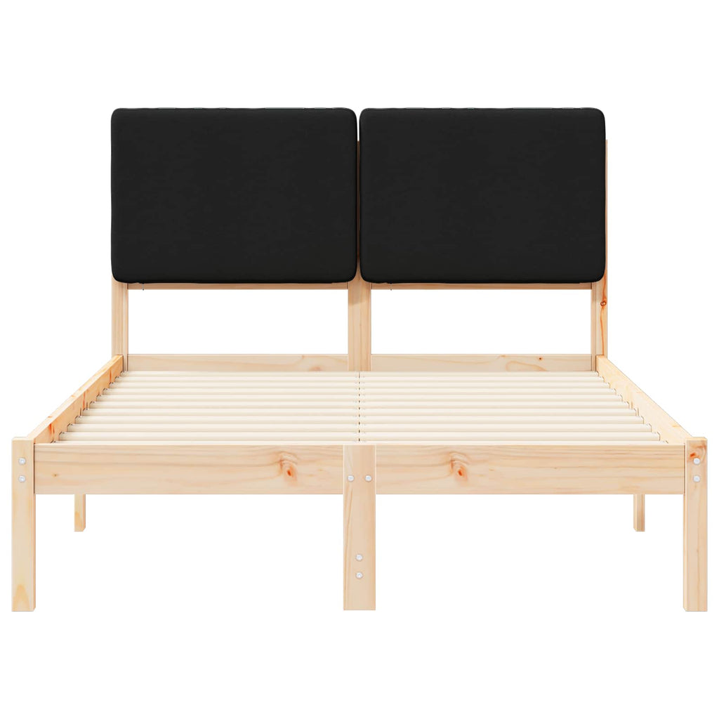 Bettgestell mit gepolstertem Kopfteil Schwarz 135 x 190 cm