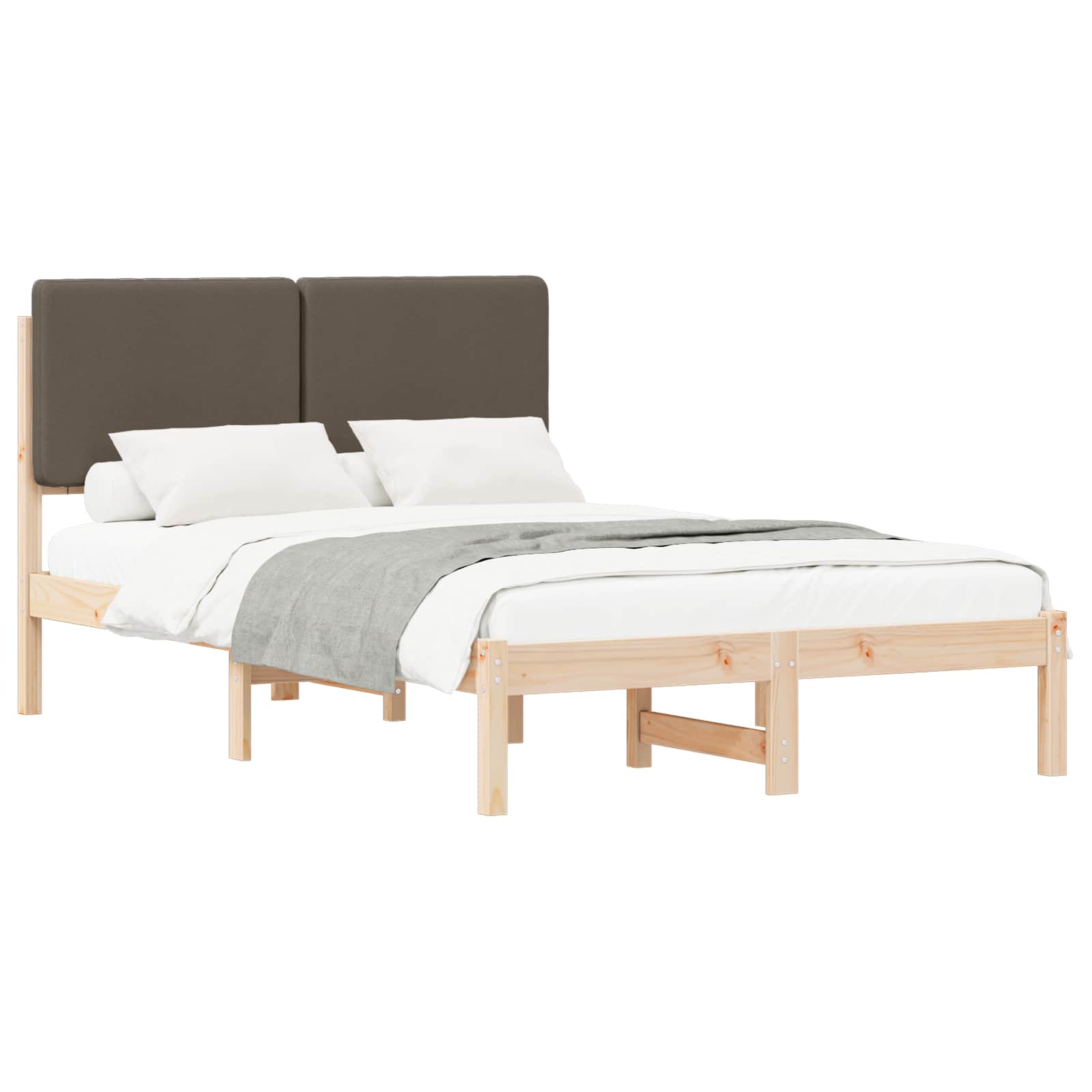 Bettgestell mit gepolstertem Kopfteil Taupe 135 x 190 cm