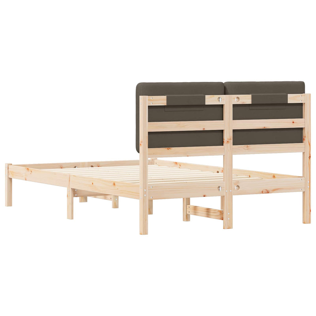 Bettgestell mit gepolstertem Kopfteil Taupe 135 x 190 cm