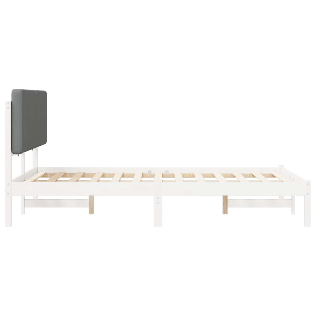 Bettgestell mit gepolstertem Kopfteil Hellgrau 135 x 190 cm