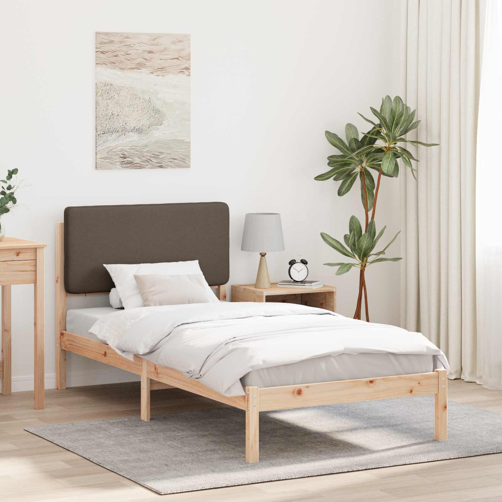 Bettgestell mit gepolstertem Kopfteil Taupe 100 x 200 cm
