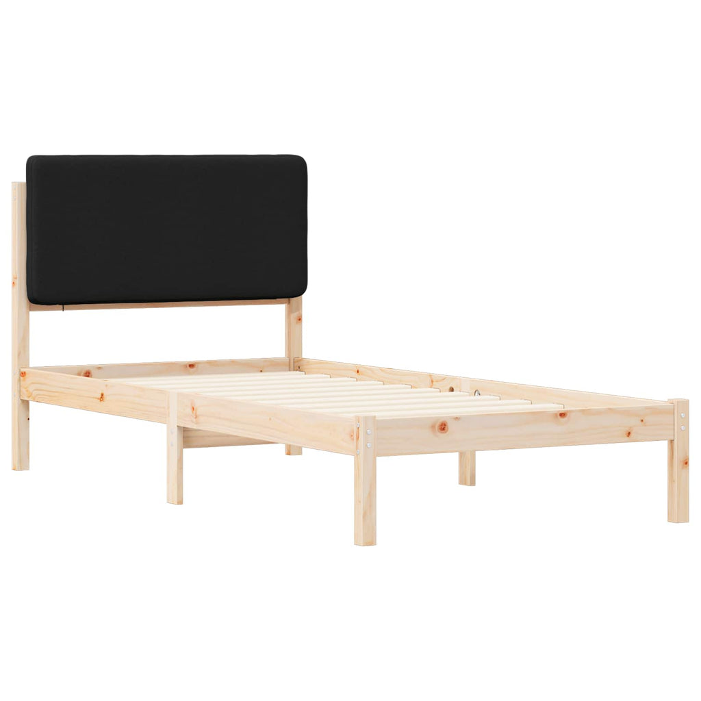 Bettgestell mit gepolstertem Kopfteil Schwarz 90 x 200 cm