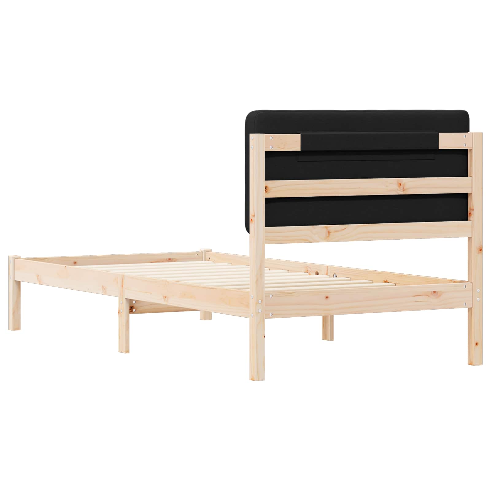 Bettgestell mit gepolstertem Kopfteil Schwarz 90 x 200 cm