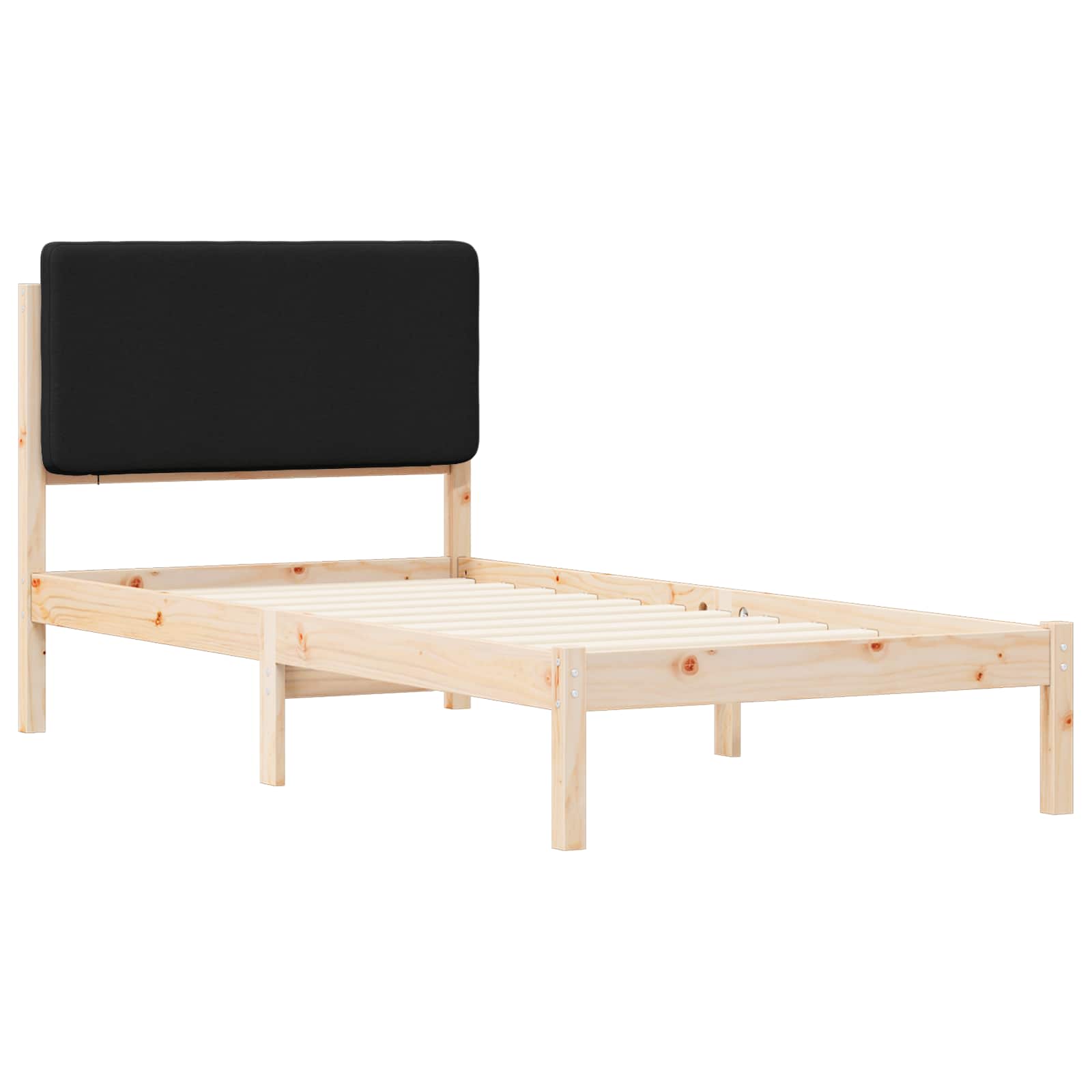 Bettgestell mit gepolstertem Kopfteil Schwarz 80 x 200 cm
