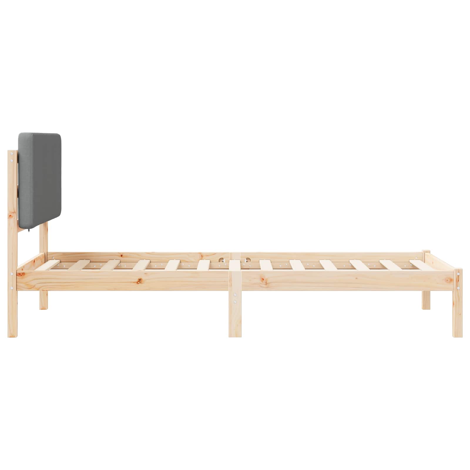 Bettgestell mit gepolstertem Kopfteil Hellgrau 90 x 190 cm