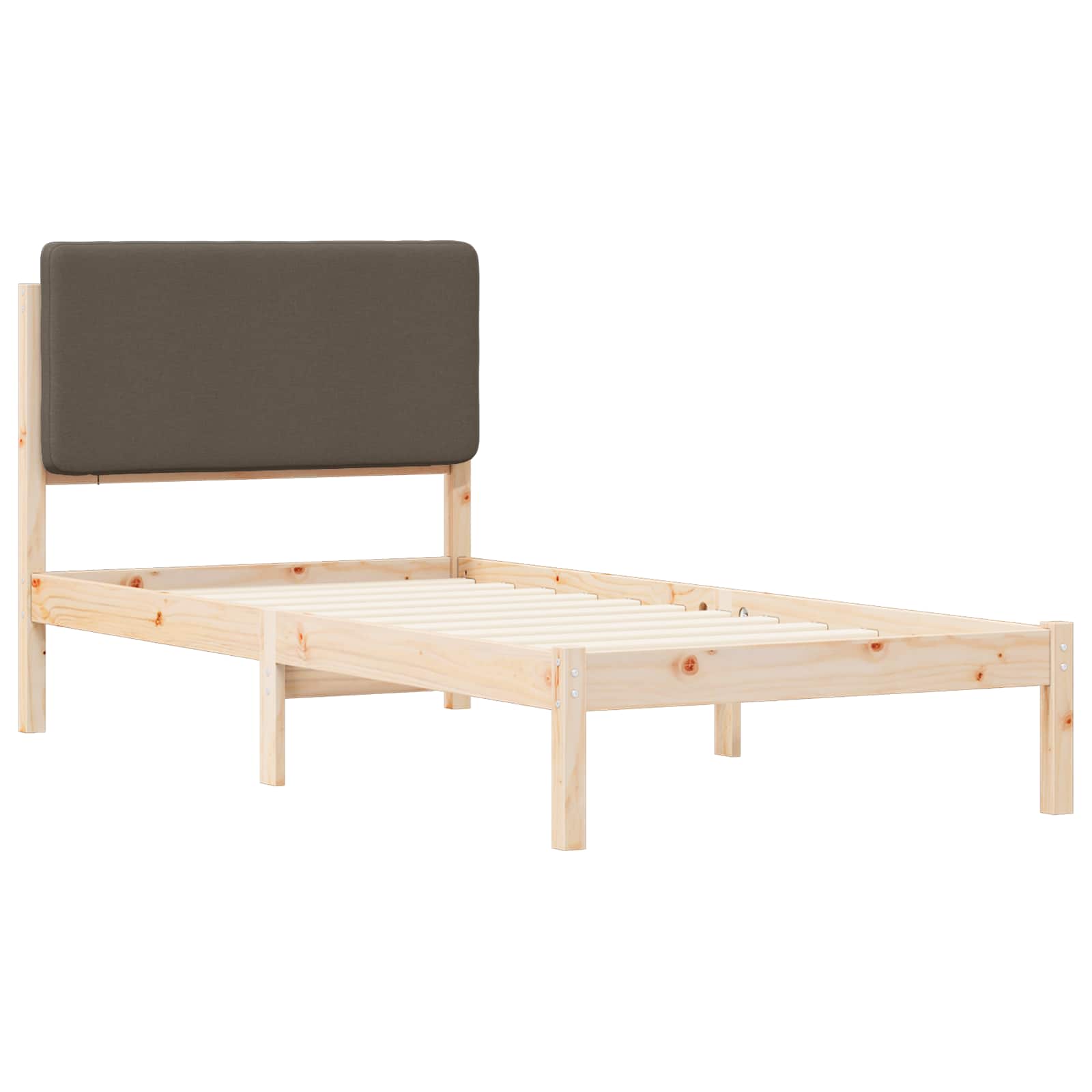 Bettgestell mit gepolstertem Kopfteil Taupe 90 x 190 cm