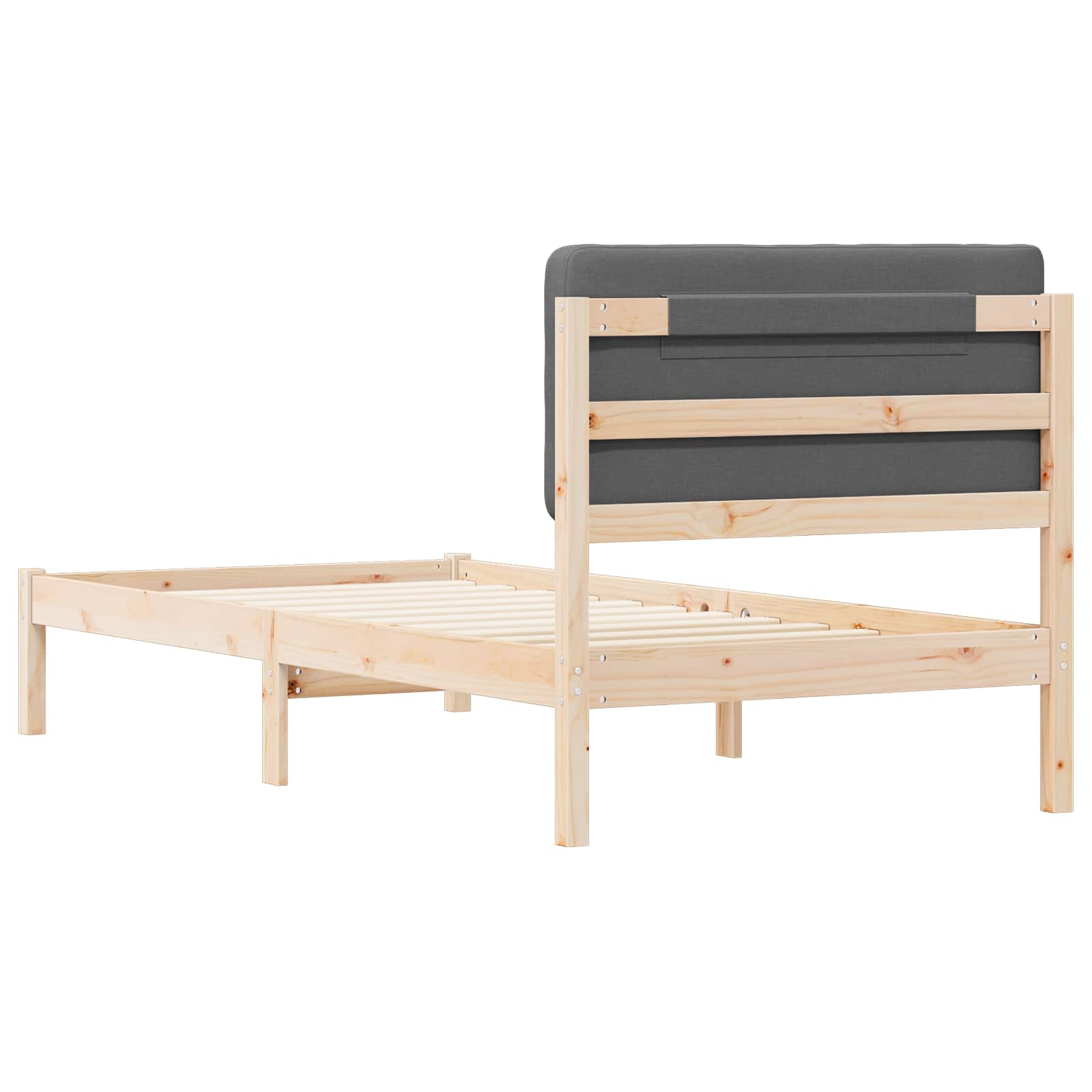 Bettgestell mit gepolstertem Kopfteil Dunkelgrau 75 x 190 cm