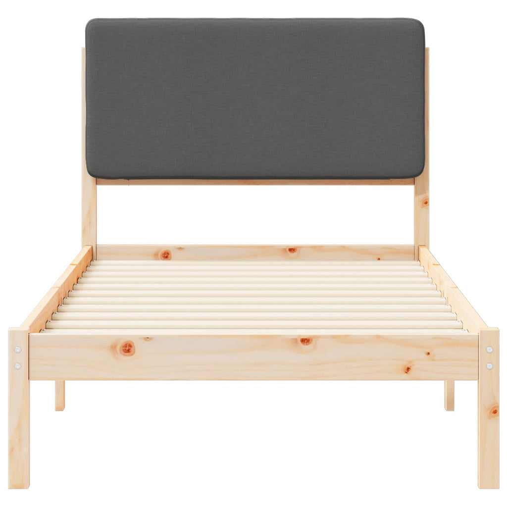Bettgestell mit gepolstertem Kopfteil Dunkelgrau 75 x 190 cm