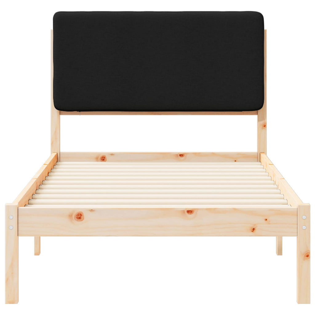 Bettgestell mit gepolstertem Kopfteil Schwarz 75 x 190 cm