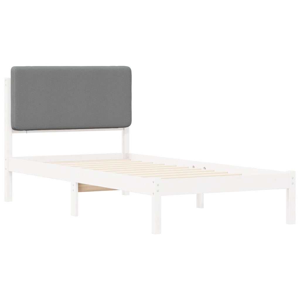 Bettgestell mit gepolstertem Kopfteil Hellgrau 75 x 190 cm