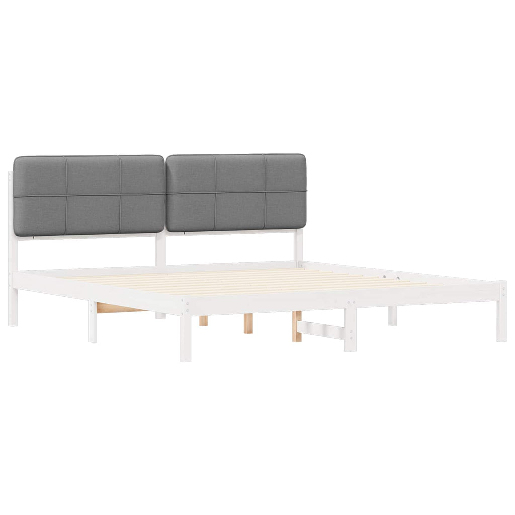 Bettgestell mit gepolstertem Kopfteil Hellgrau 180 x 200 cm