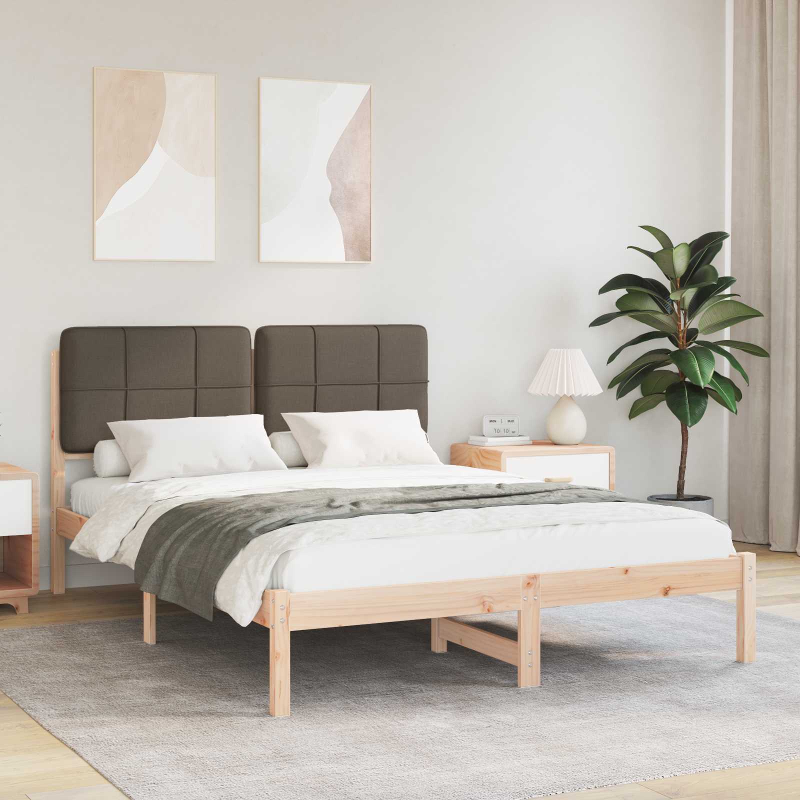 Bettgestell mit gepolstertem Kopfteil Taupe 160 x 200 cm