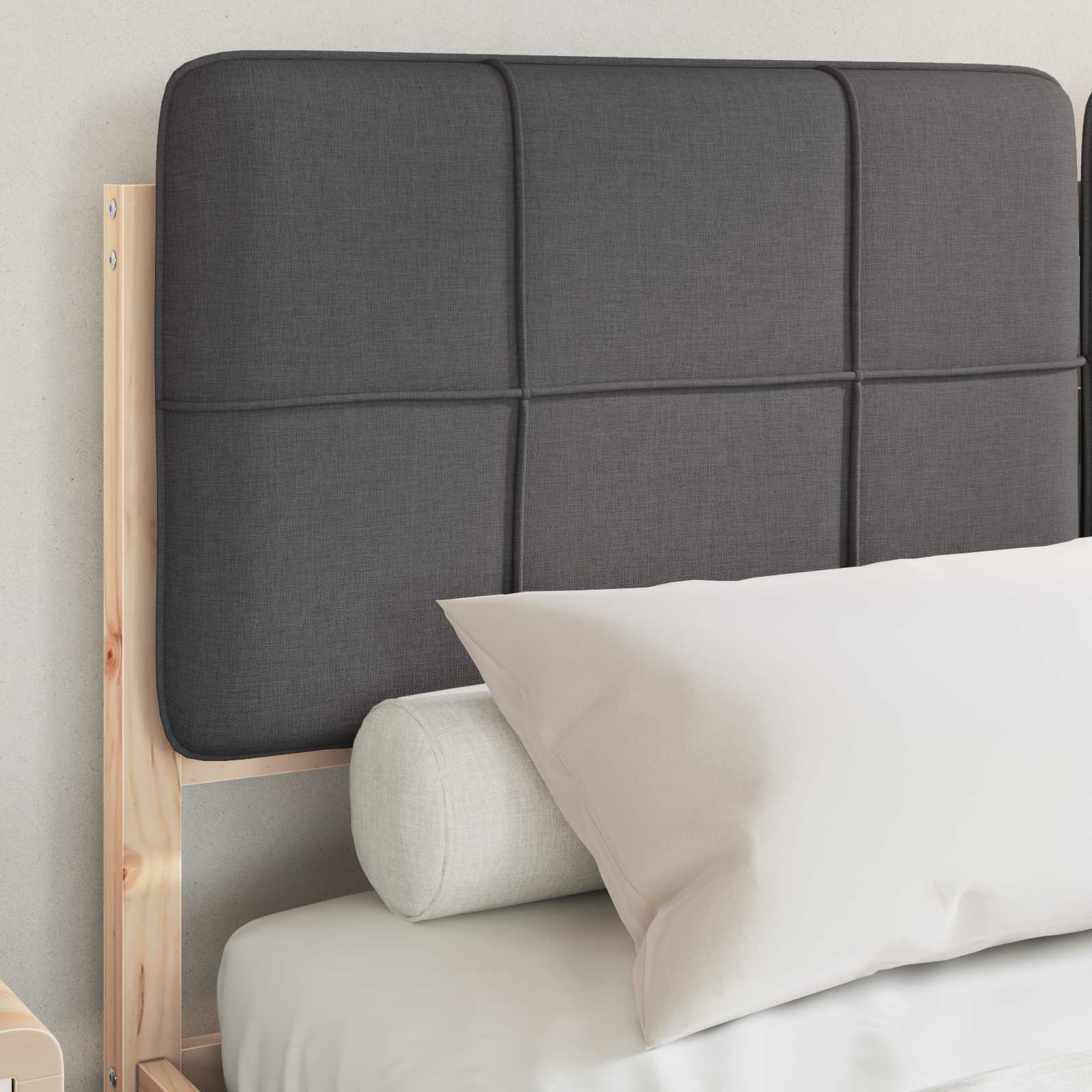 Bettgestell mit gepolstertem Kopfteil Dunkelgrau 150 x 200 cm