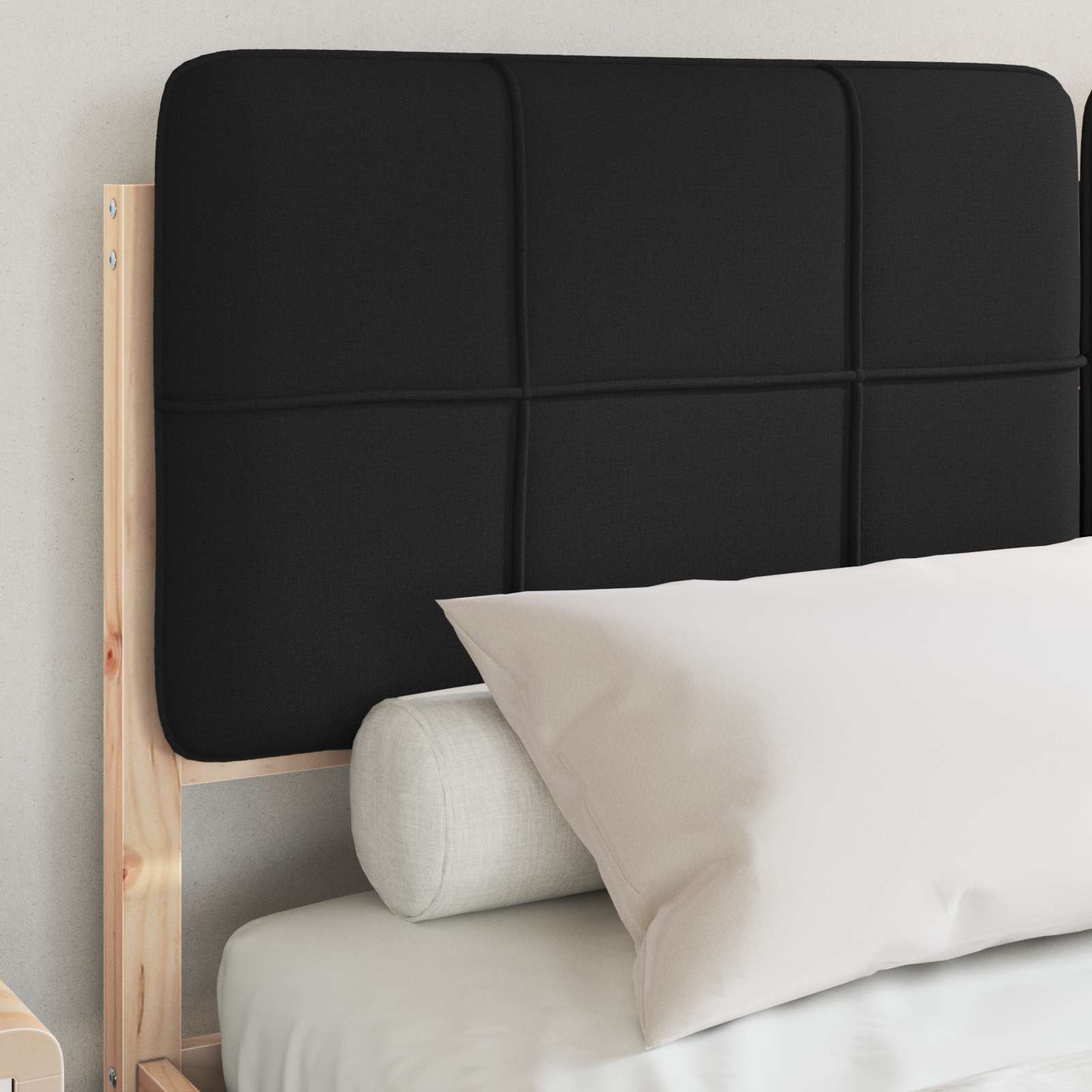 Bettgestell mit gepolstertem Kopfteil Schwarz 150 x 200 cm