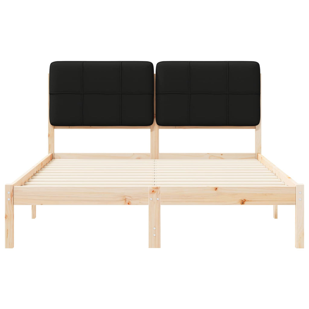 Bettgestell mit gepolstertem Kopfteil Schwarz 150 x 200 cm
