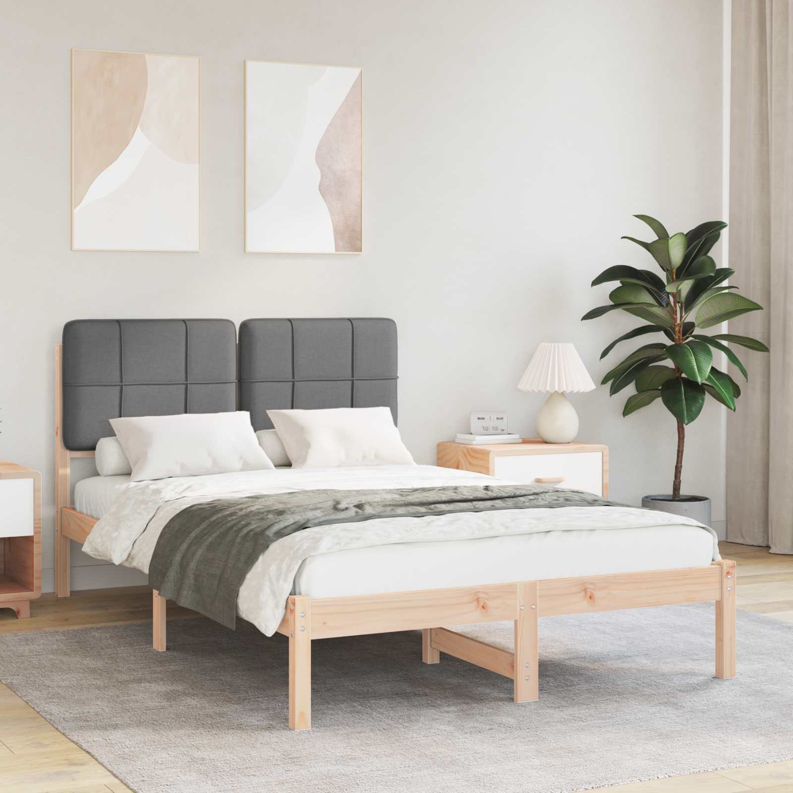 Bettgestell mit gepolstertem Kopfteil Dunkelgrau 120 x 200 cm