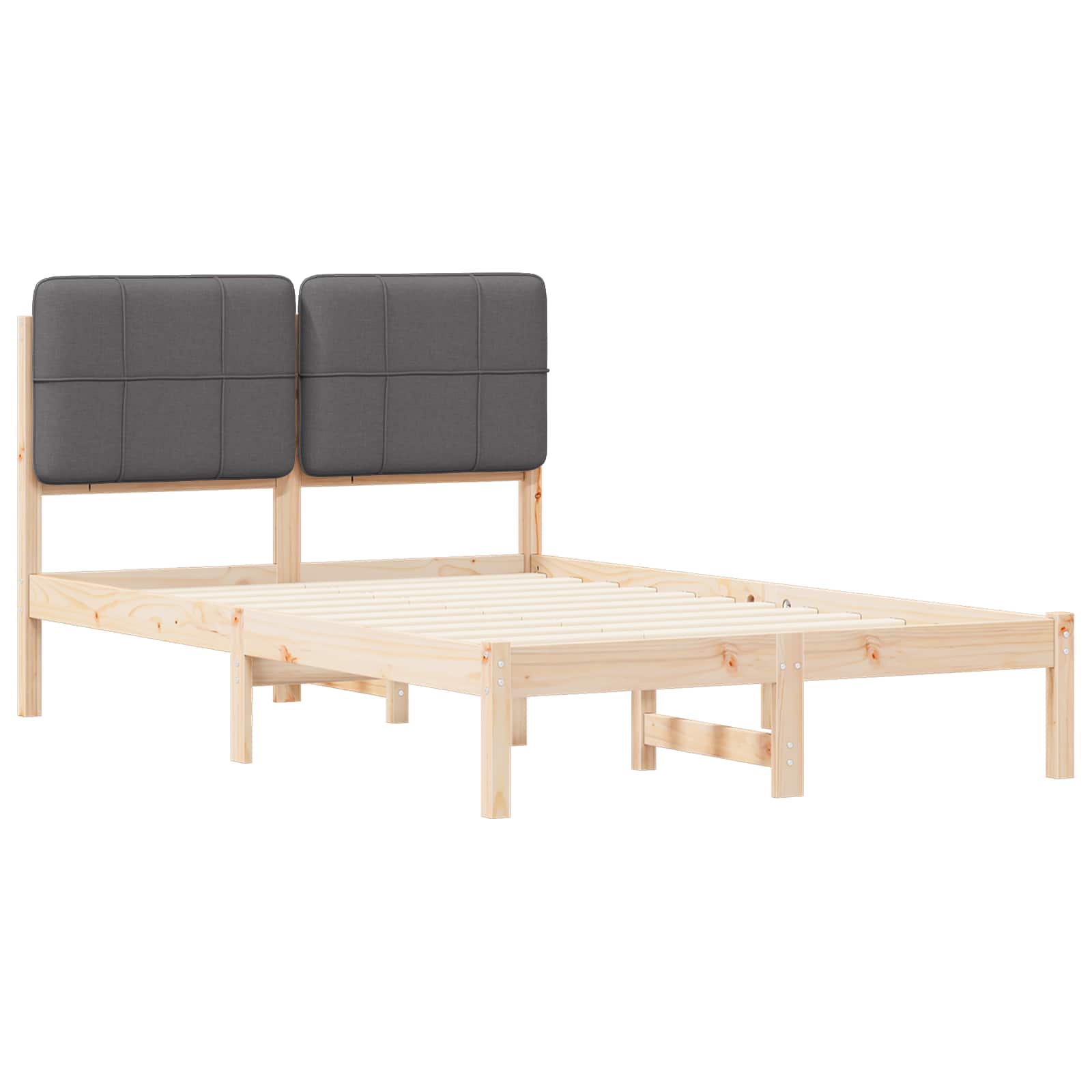 Bettgestell mit gepolstertem Kopfteil Dunkelgrau 120 x 200 cm