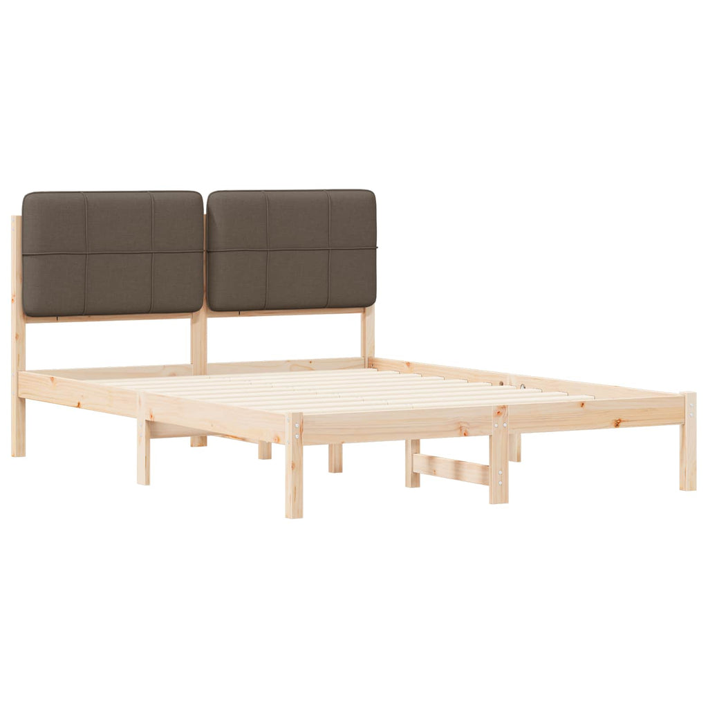 Bettgestell mit gepolstertem Kopfteil Taupe 140 x 190 cm