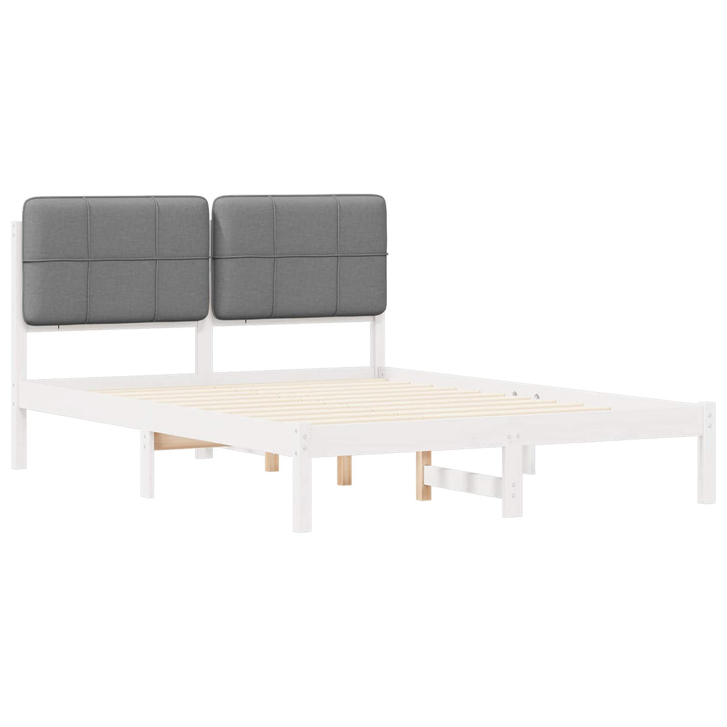 Bettgestell mit gepolstertem Kopfteil Hellgrau 140 x 190 cm