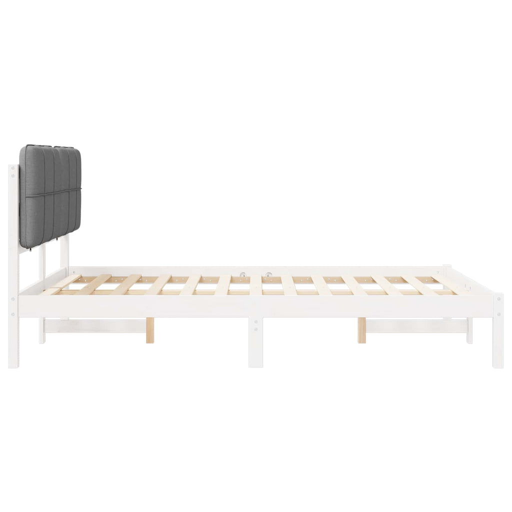 Bettgestell mit gepolstertem Kopfteil Hellgrau 140 x 190 cm
