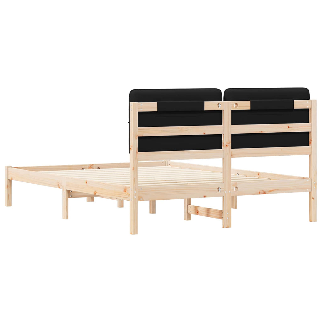 Bettgestell mit gepolstertem Kopfteil Schwarz 135 x 190 cm