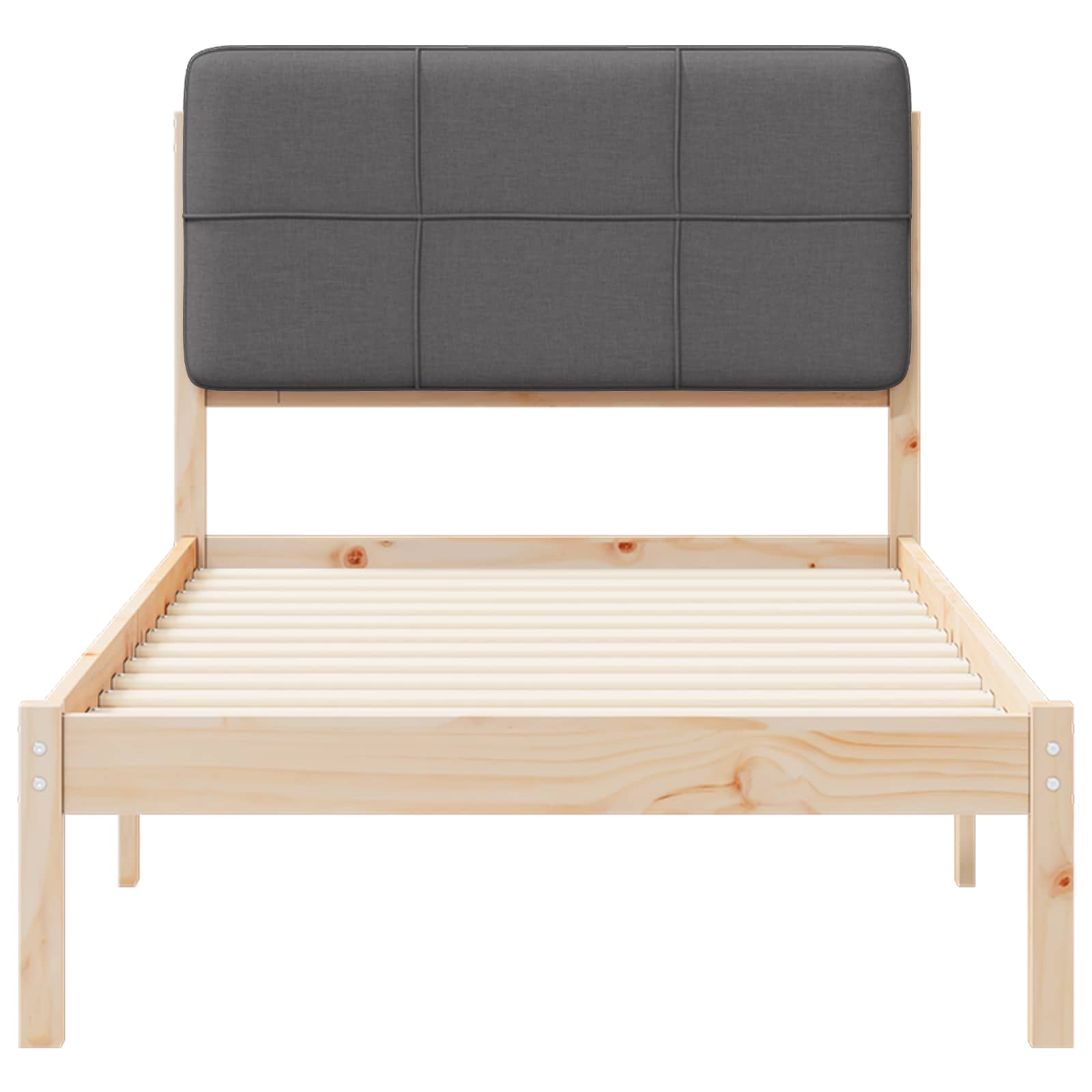 Bettgestell mit gepolstertem Kopfteil Dunkelgrau 100 x 200 cm