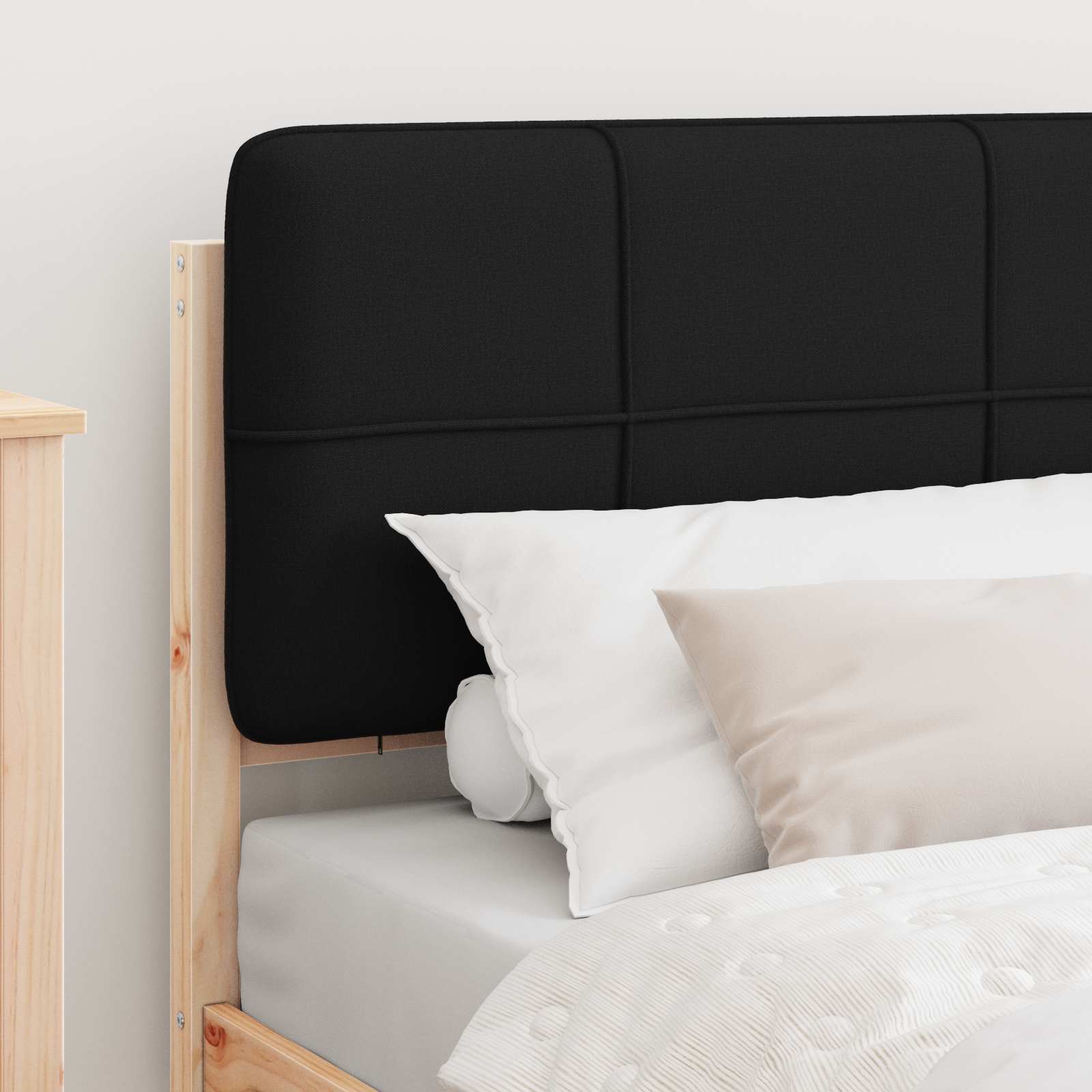 Bettgestell mit gepolstertem Kopfteil Schwarz 100 x 200 cm
