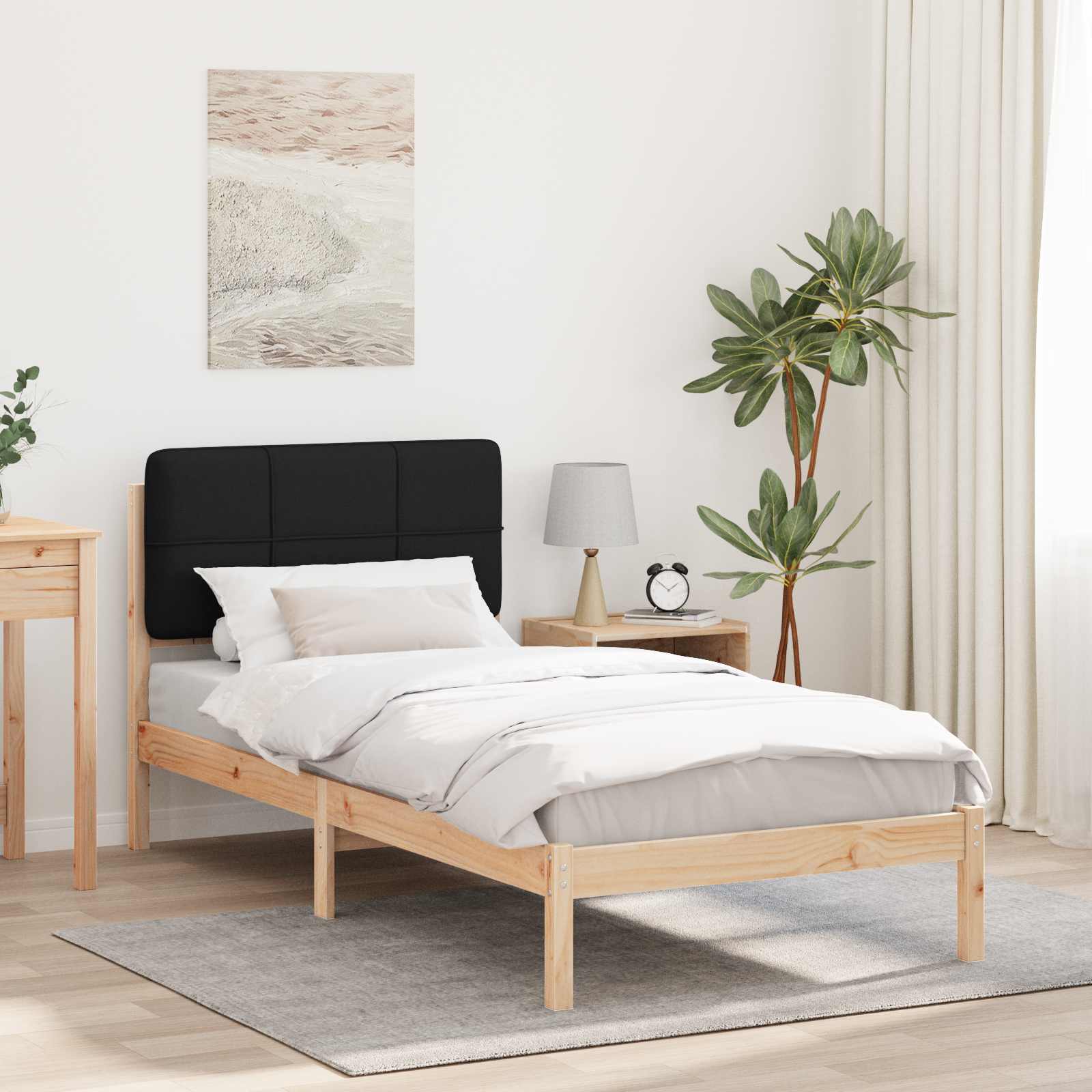 Bettgestell mit gepolstertem Kopfteil Schwarz 100 x 200 cm