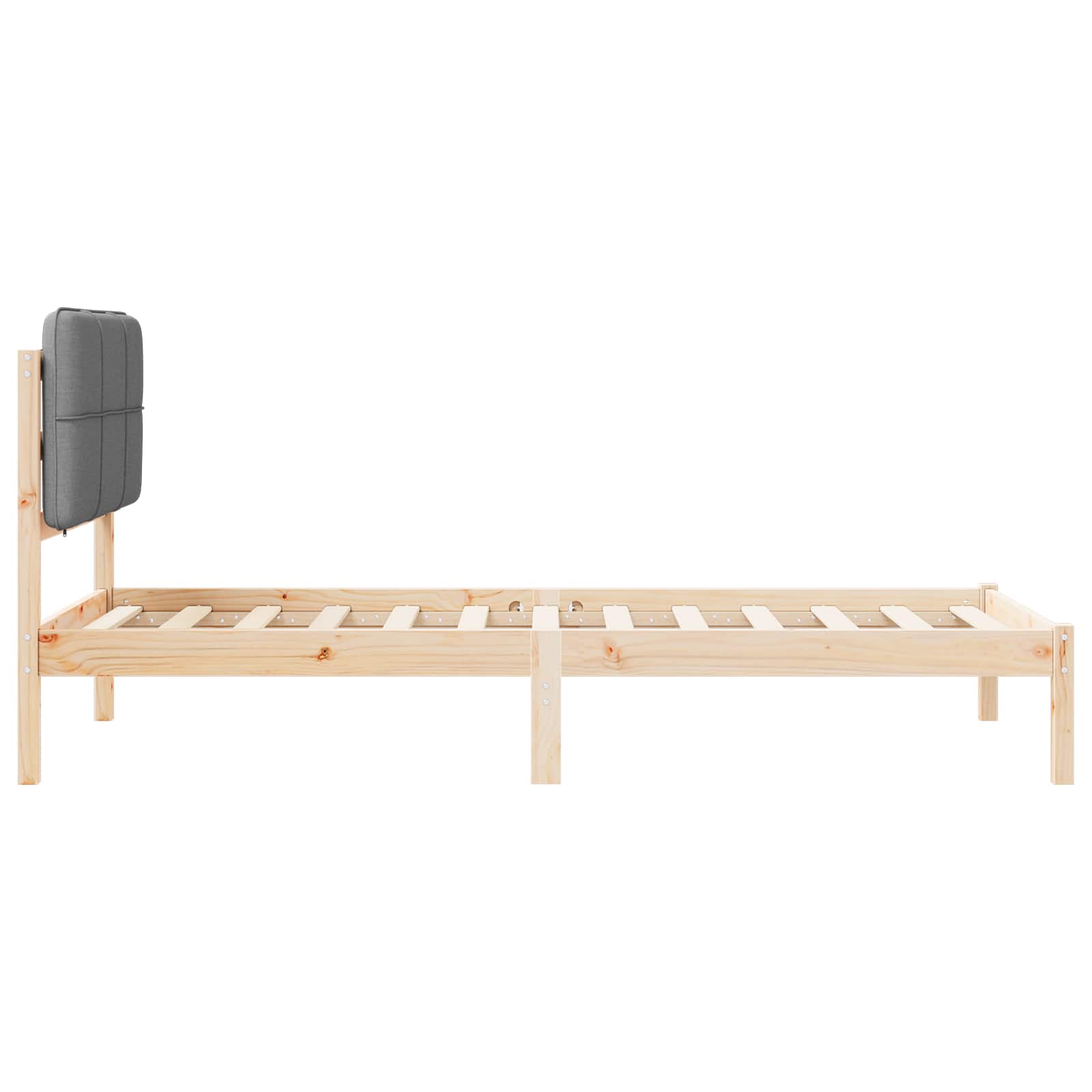 Bettgestell mit gepolstertem Kopfteil Hellgrau 90 x 200 cm