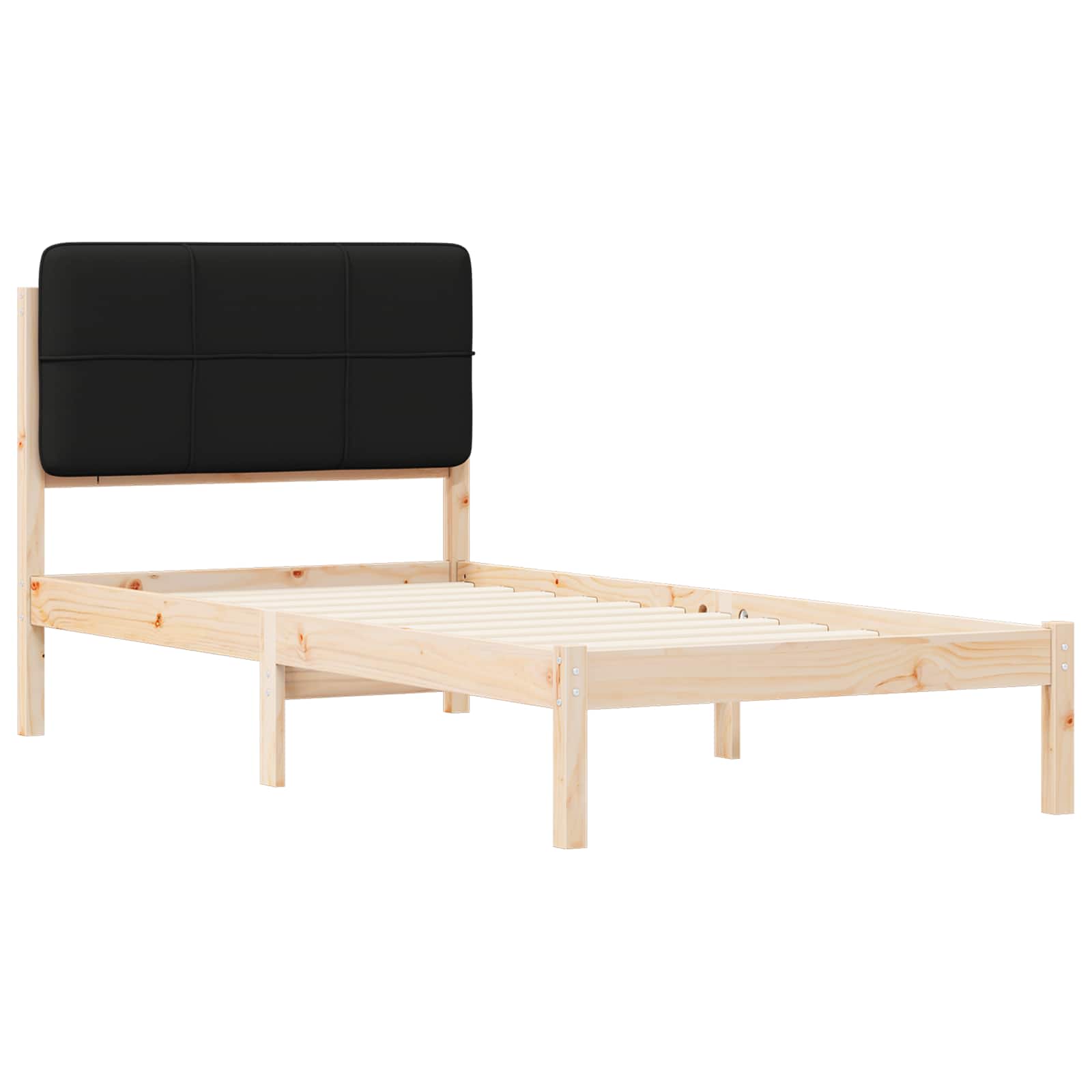 Bettgestell mit gepolstertem Kopfteil Schwarz 90 x 200 cm