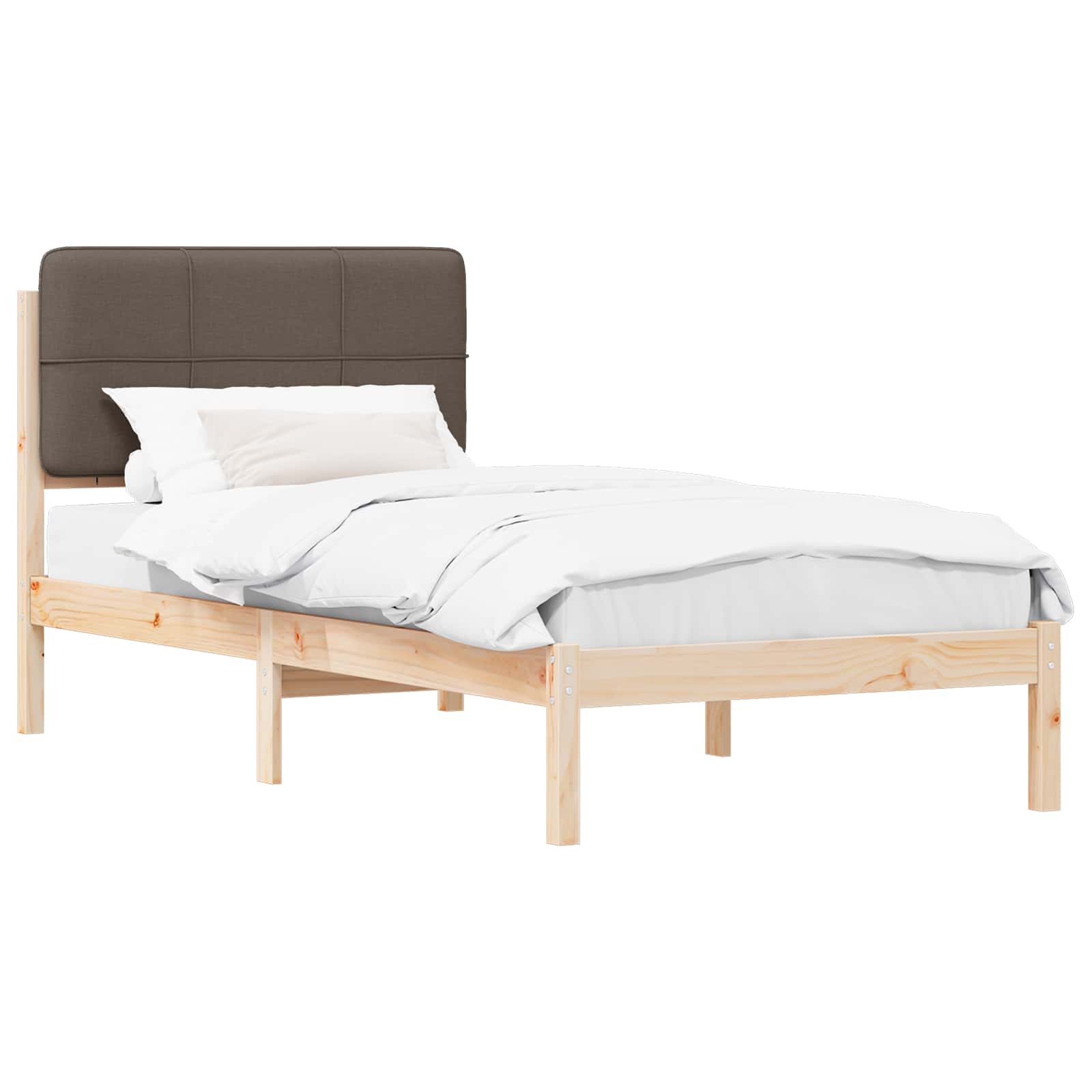 Bettgestell mit gepolstertem Kopfteil Taupe 90 x 200 cm