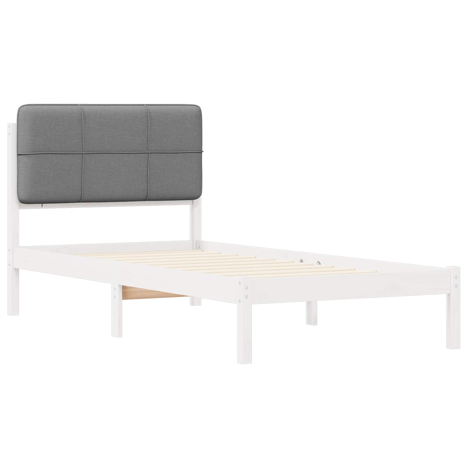 Bettgestell mit gepolstertem Kopfteil Hellgrau 90 x 200 cm