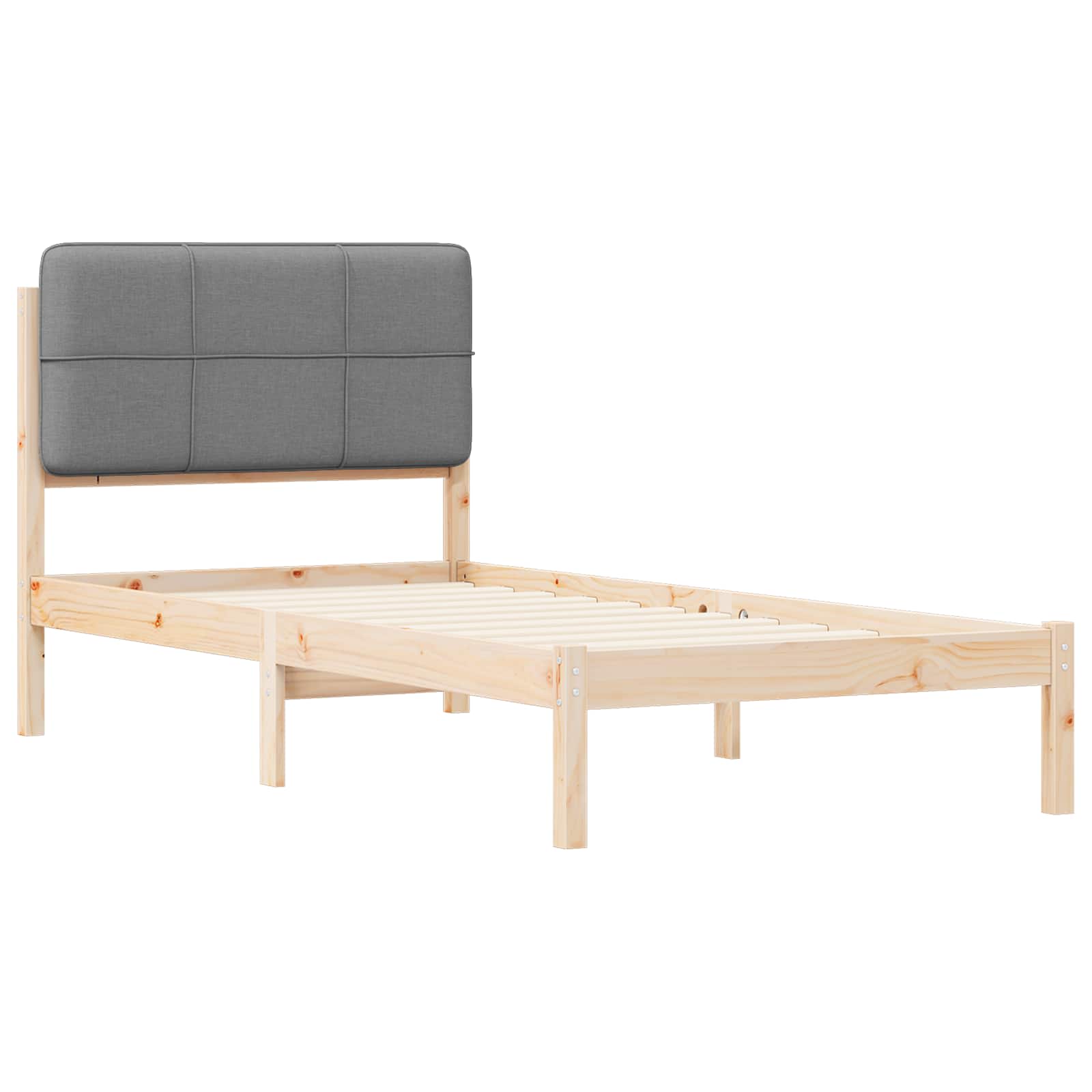 Bettgestell mit gepolstertem Kopfteil Hellgrau 80 x 200 cm