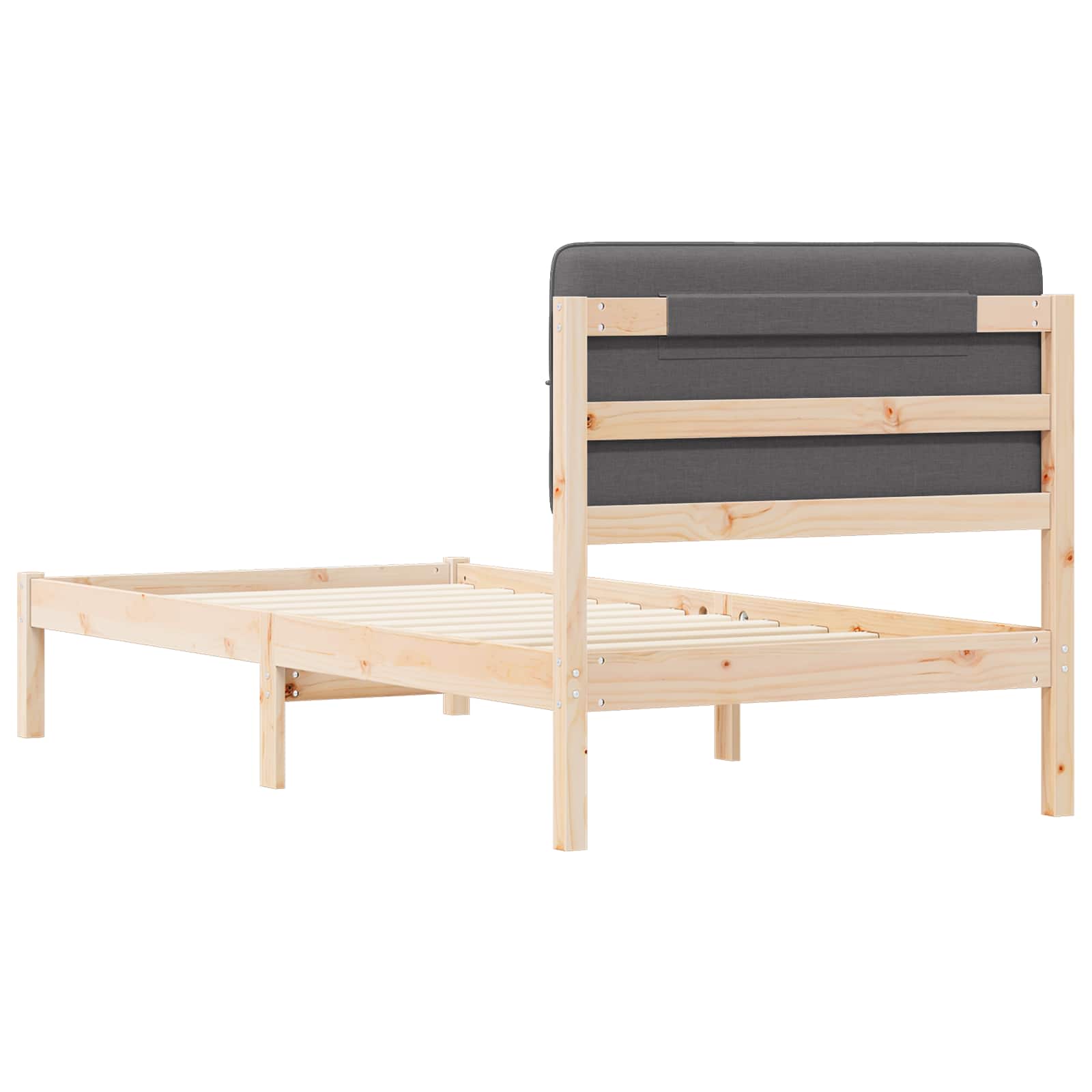 Bettgestell mit gepolstertem Kopfteil Dunkelgrau 80 x 200 cm