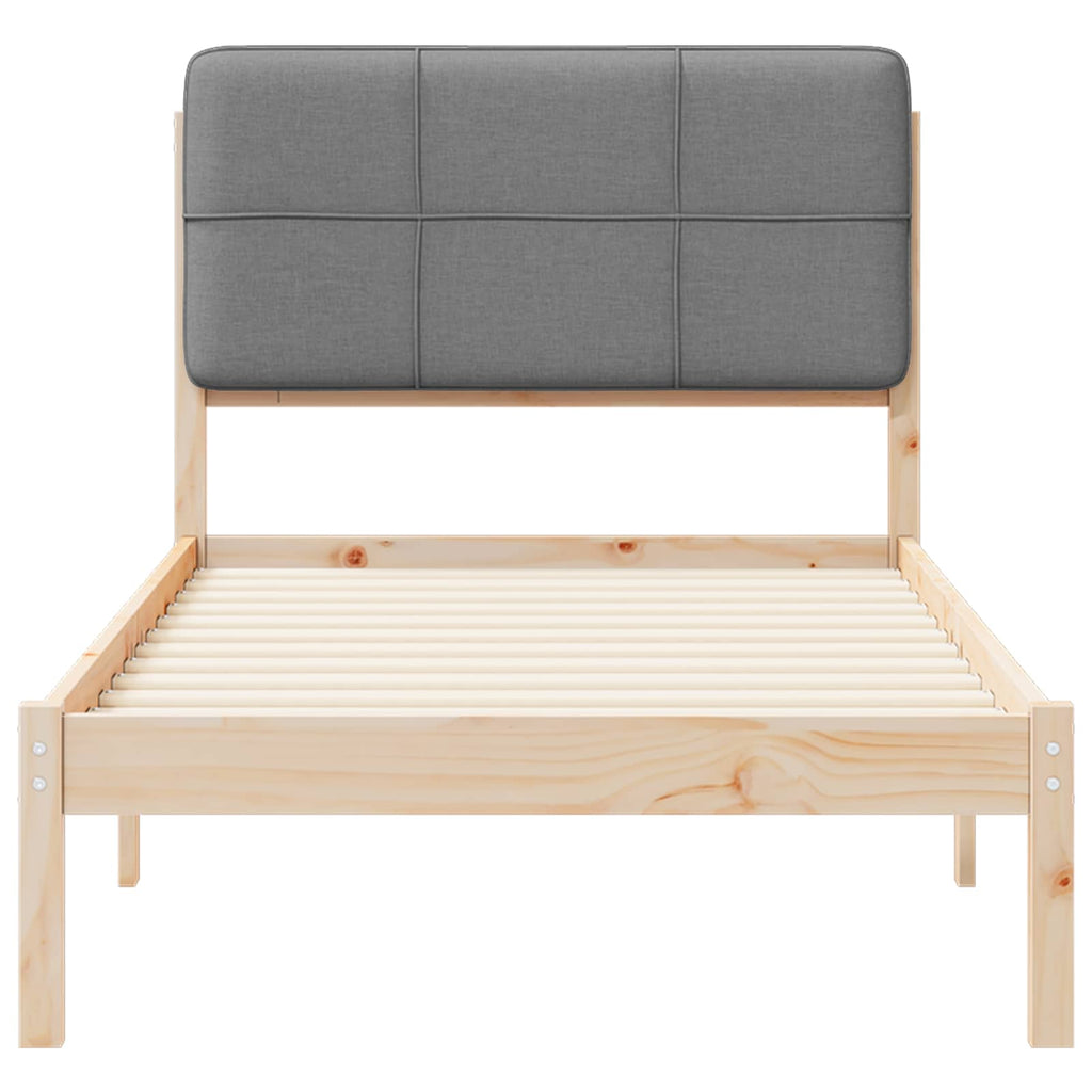 Bettgestell mit gepolstertem Kopfteil Hellgrau 90 x 190 cm