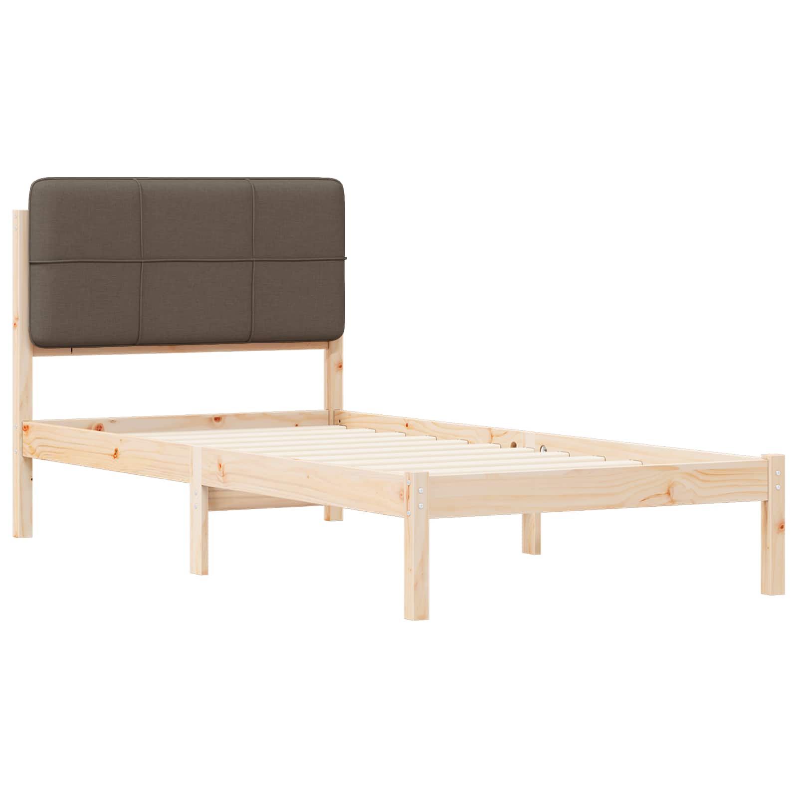 Bettgestell mit gepolstertem Kopfteil Taupe 90 x 190 cm