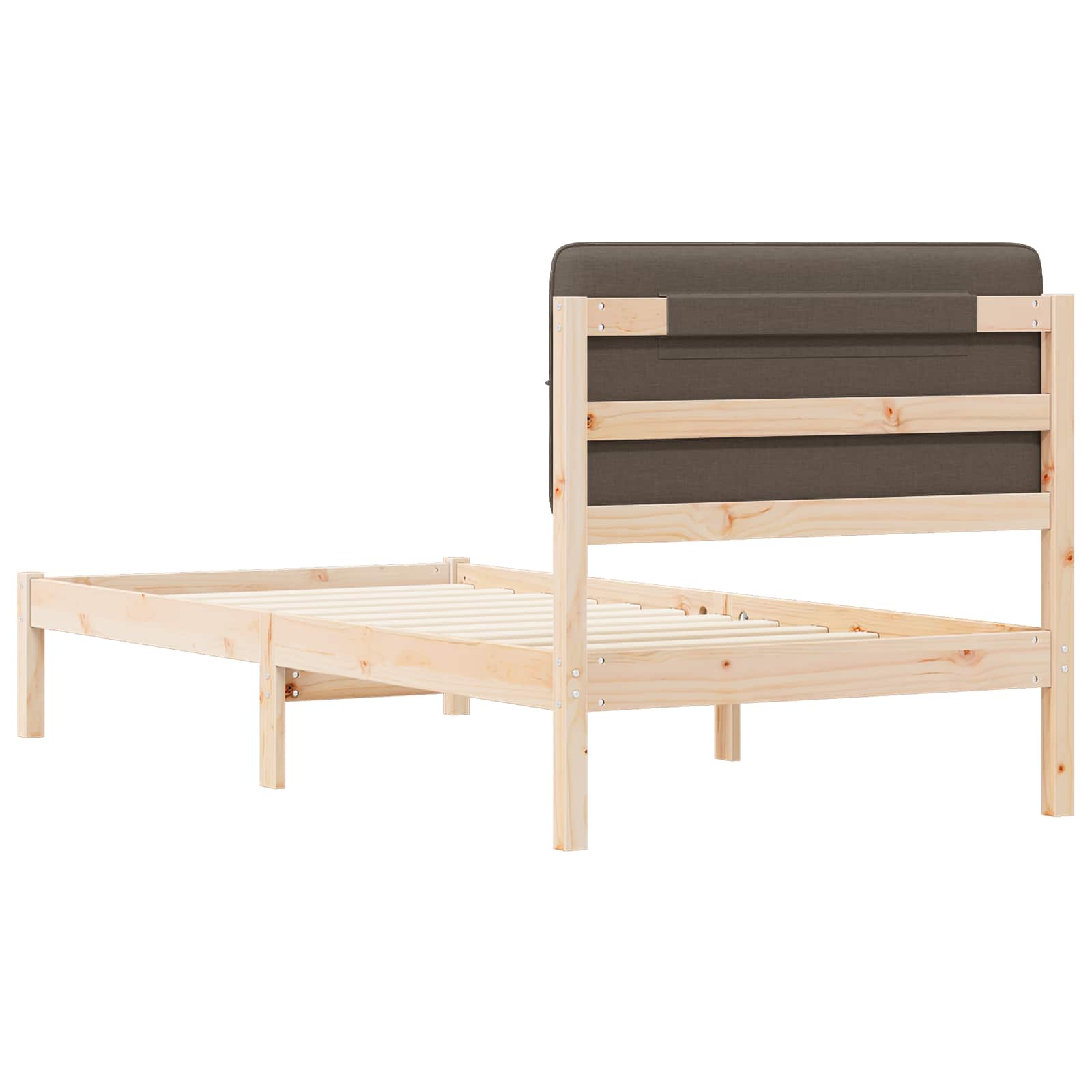 Bettgestell mit gepolstertem Kopfteil Taupe 90 x 190 cm