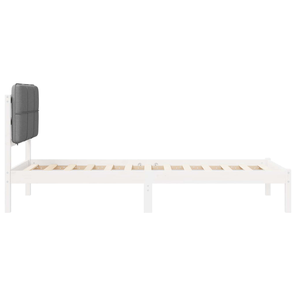 Bettgestell mit gepolstertem Kopfteil Hellgrau 90 x 190 cm