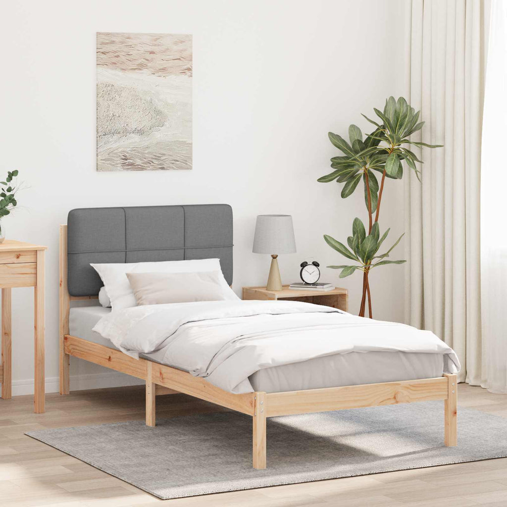 Bettgestell mit gepolstertem Kopfteil Hellgrau 75 x 190 cm
