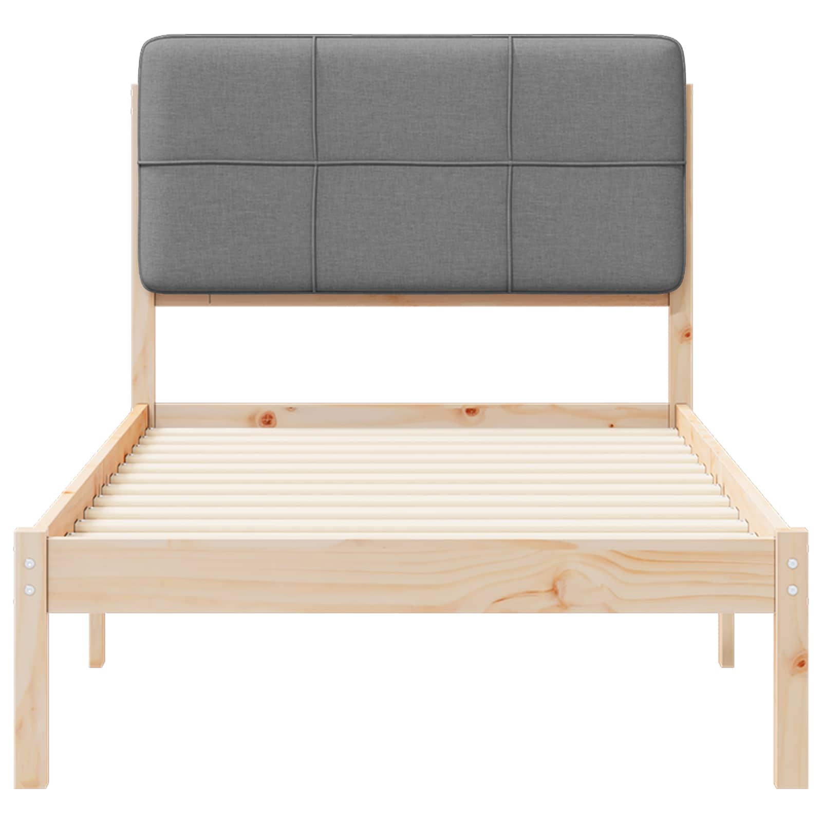 Bettgestell mit gepolstertem Kopfteil Hellgrau 75 x 190 cm