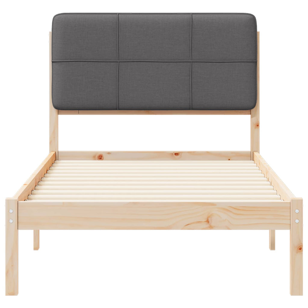 Bettgestell mit gepolstertem Kopfteil Dunkelgrau 75 x 190 cm