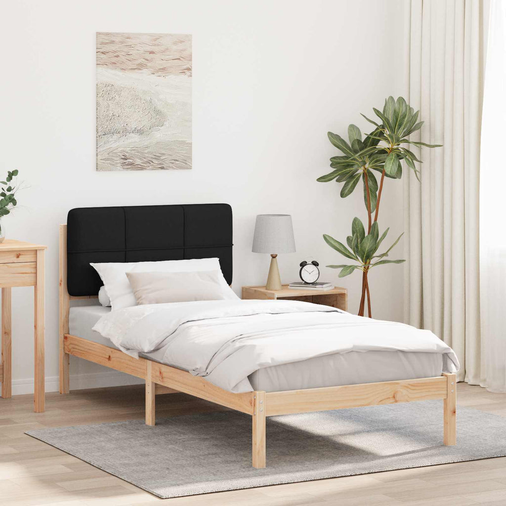Bettgestell mit gepolstertem Kopfteil Schwarz 75 x 190 cm