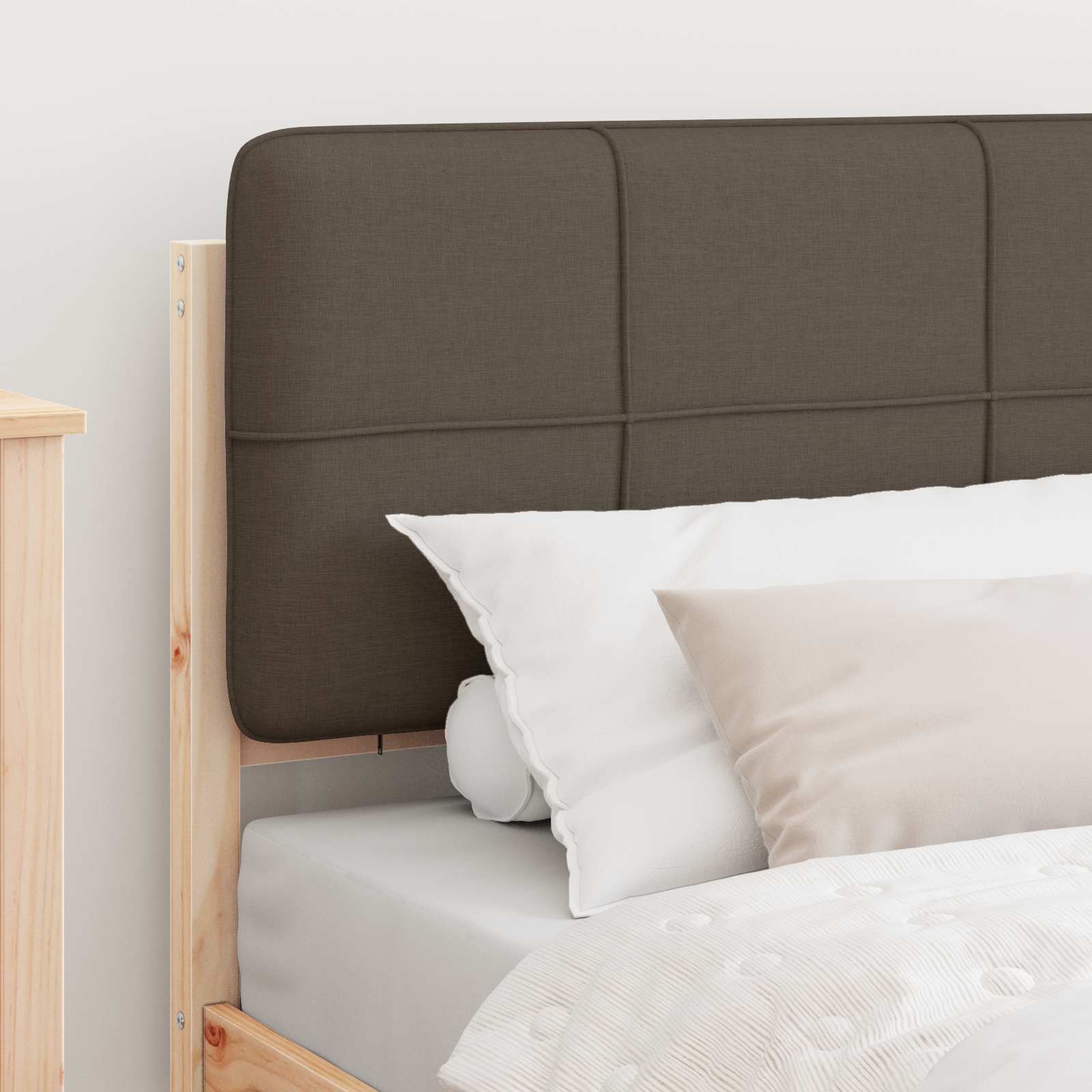 Bettgestell mit gepolstertem Kopfteil Taupe 75 x 190 cm