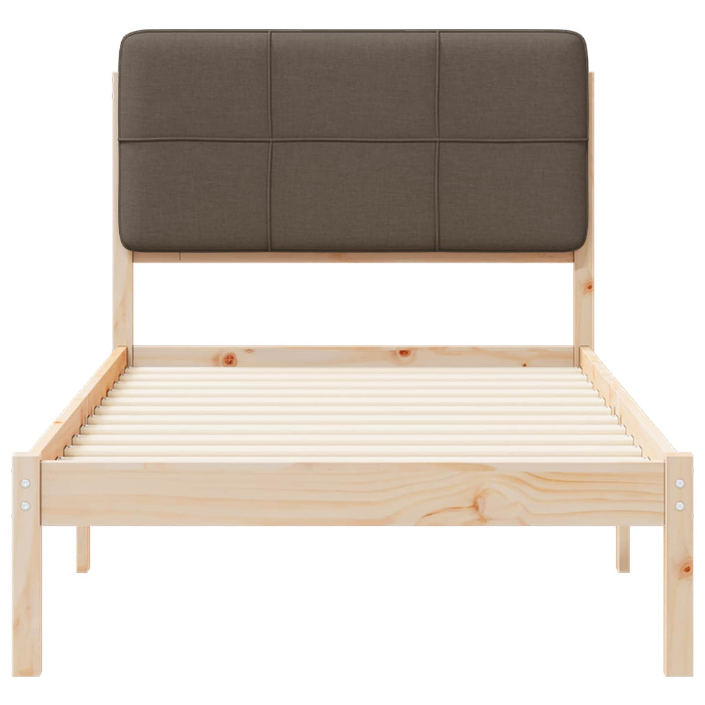 Bettgestell mit gepolstertem Kopfteil Taupe 75 x 190 cm