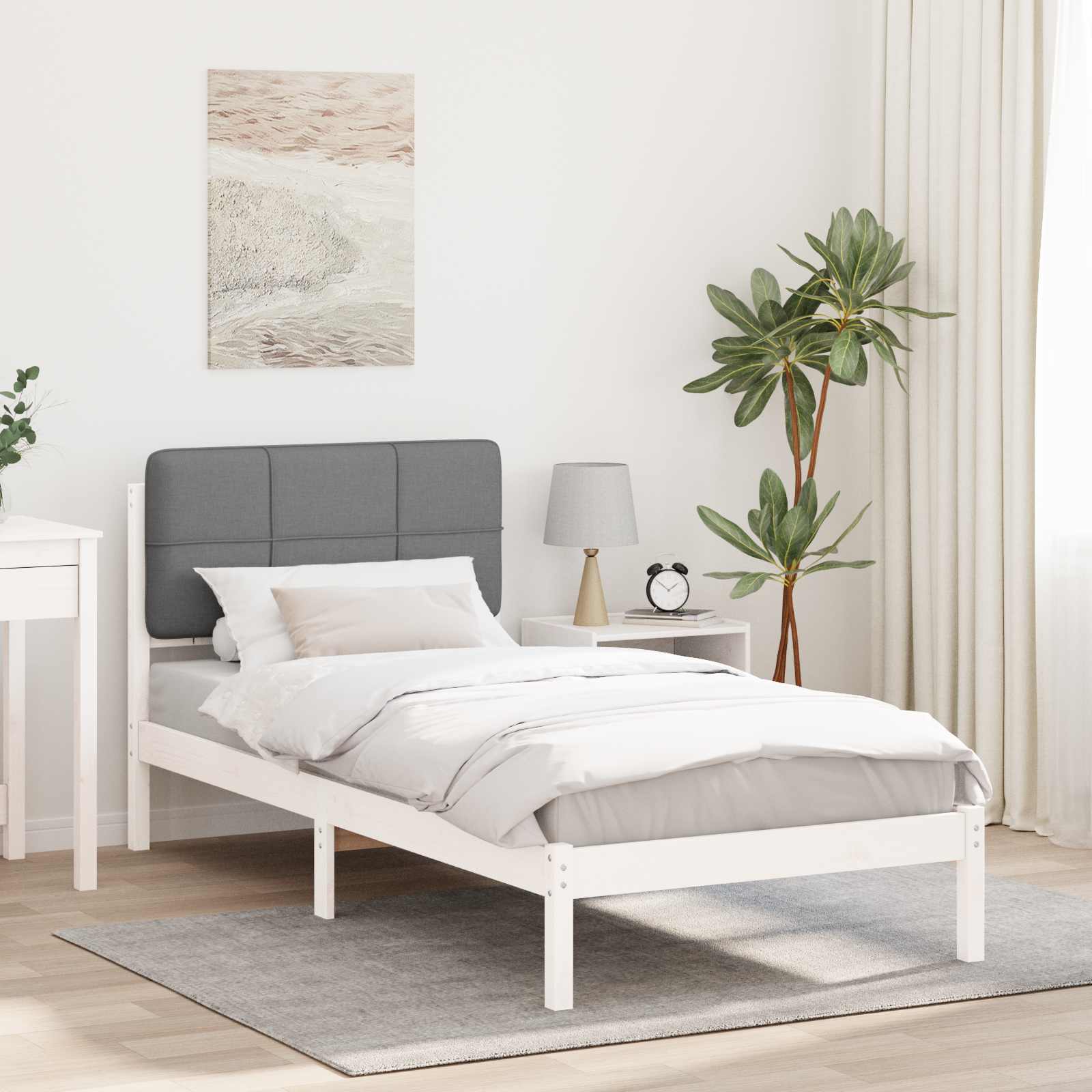 Bettgestell mit gepolstertem Kopfteil Hellgrau 75 x 190 cm