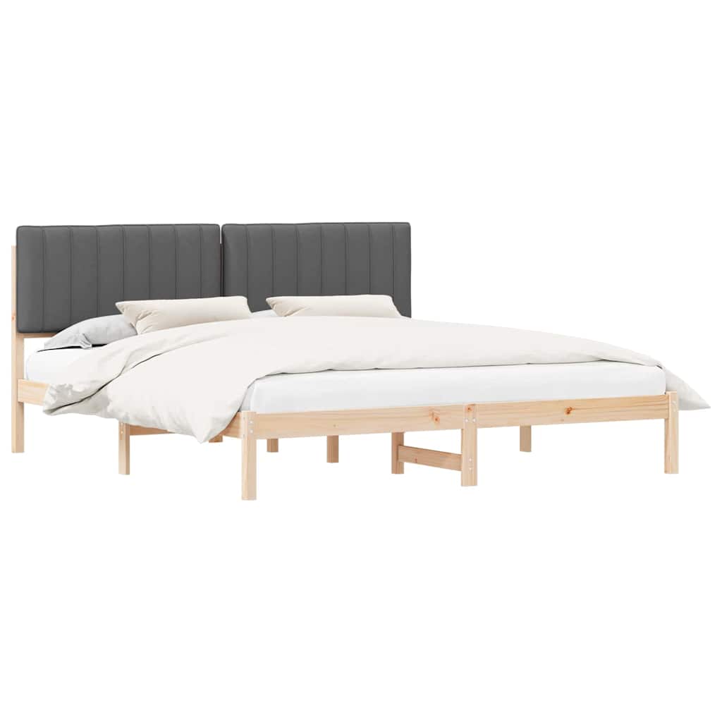 Bettgestell mit gepolstertem Kopfteil Dunkelgrau 180 x 200 cm