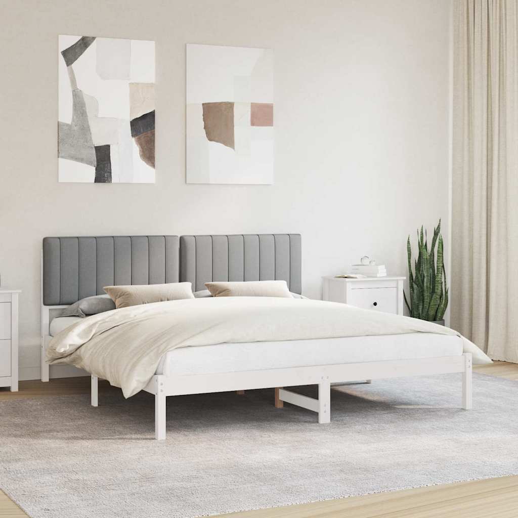 Bettgestell mit gepolstertem Kopfteil Hellgrau 180 x 200 cm